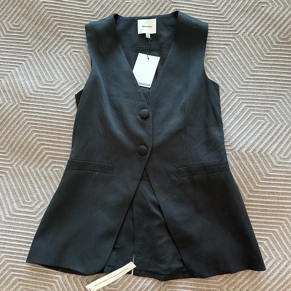 Reformation Black Sleeveless Blazer Vest